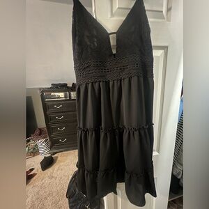 Black lace top dress
